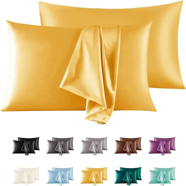 Solid Color Satin Pillowcase Silk Pillow Cover for Bedding