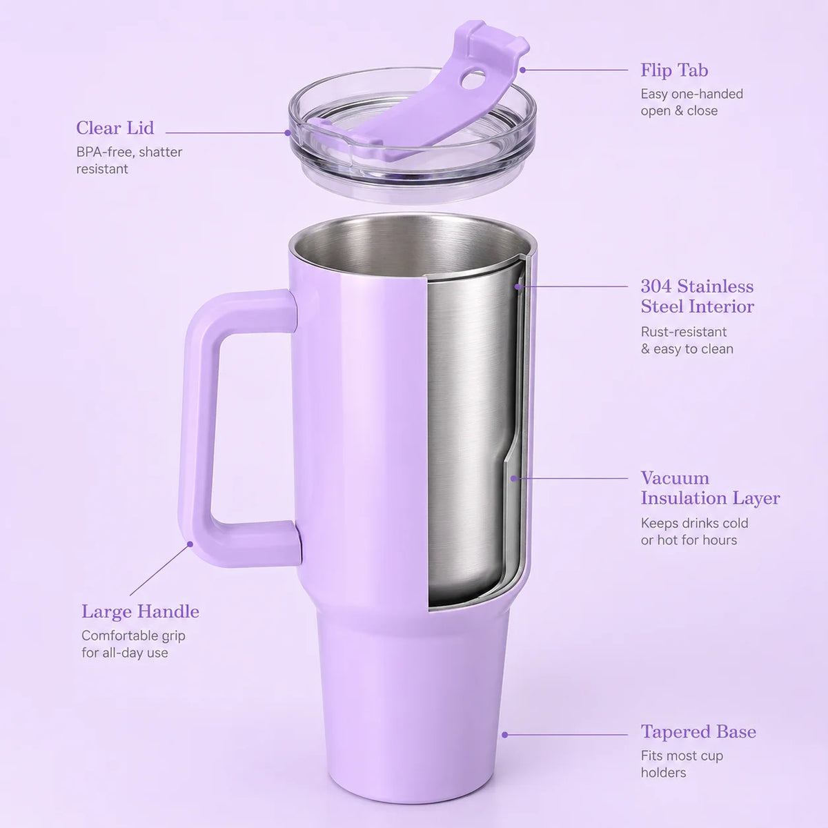 40Oz Stainless Steel Tumbler with Handle Insulated Tumbler Stainless Steel Cup Custom Cups