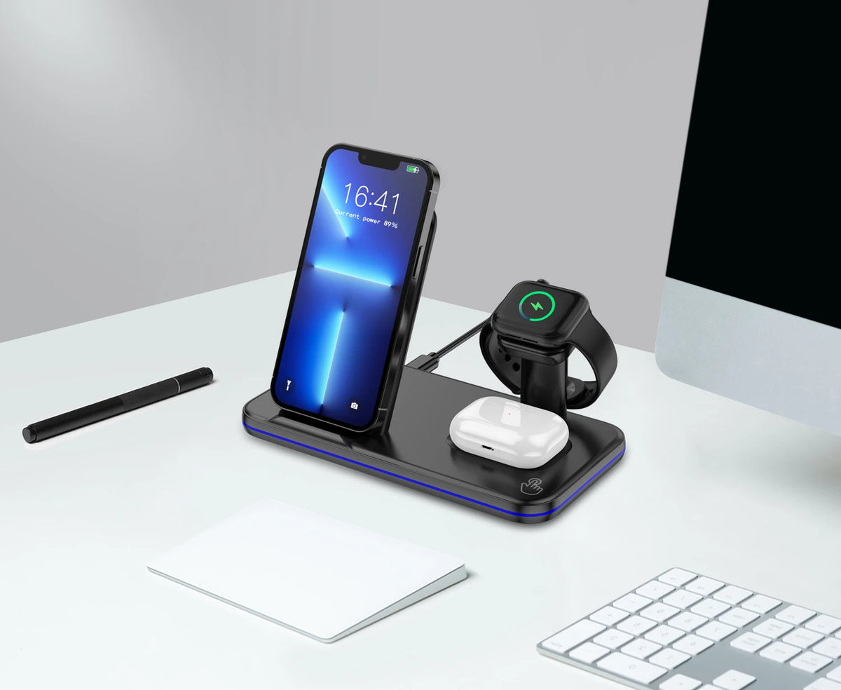 Sale 3 in 1 Foldable 15w Fast 3 in 1 Wireless Charger Stand for Iphone and Android 3 in 1