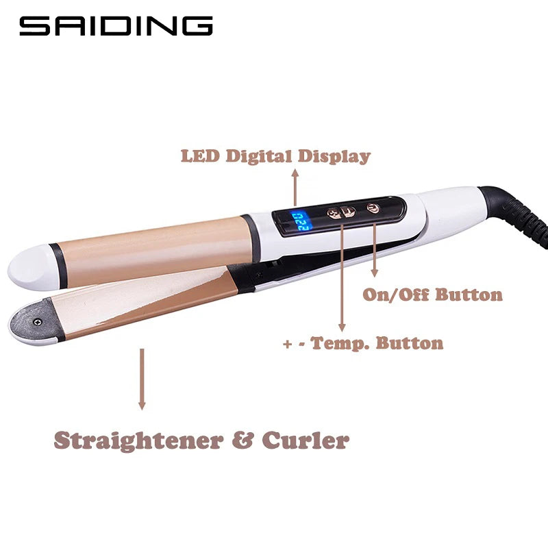 Professional 360 Rotating Electric Hair Straightener Brush 2-in-1 Straightening