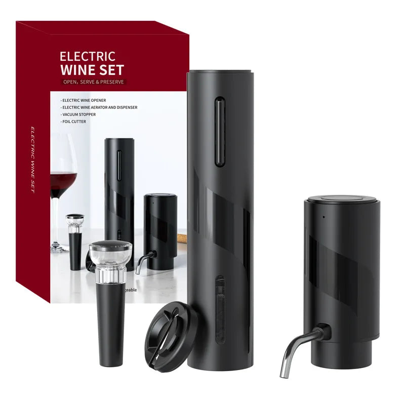 Rechargeable Electric Wine Opener + Vacuum Wine Pump 2 in 1 Design Luxury Wine Gift Kit
