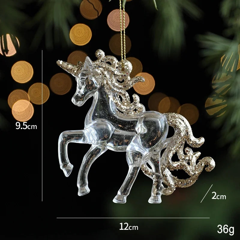 Christmas Ornaments Sequins Acrylic Transparent Snowflake Pendant Hanging Decor Christmas