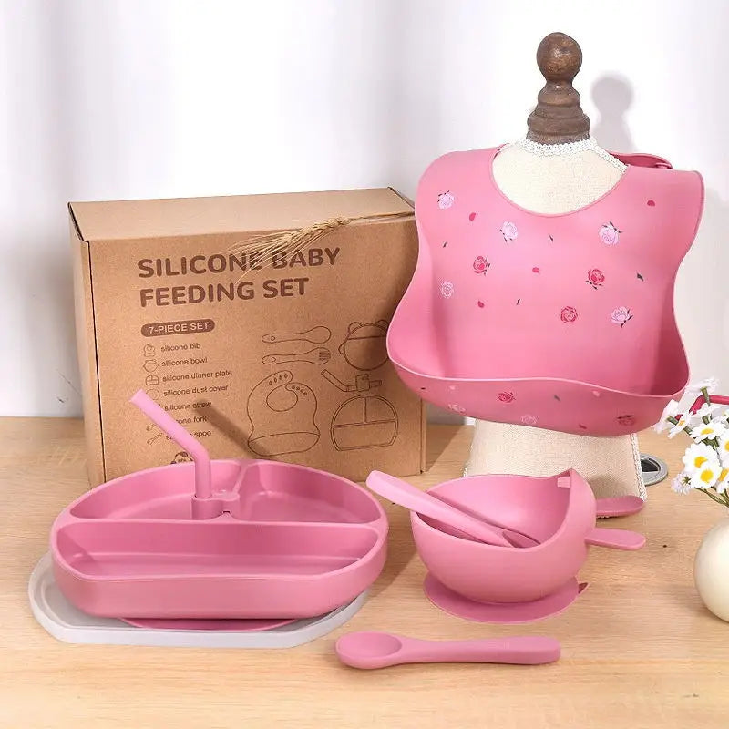 BPA-Free Silicone Baby Feeding Set for Training Infant Weaning Eating Utensils