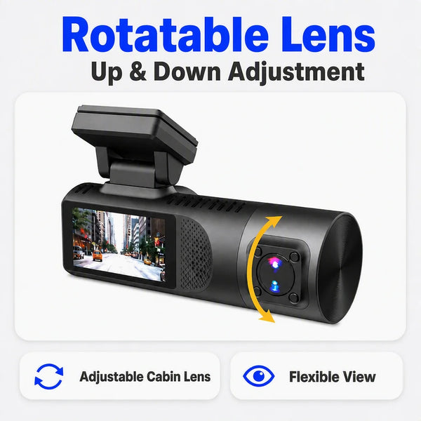 VS105E 3 Lens Black Box 1440P Dash Cam Front Inside Rear 3 Channel Car DVR with 1.97 Inch