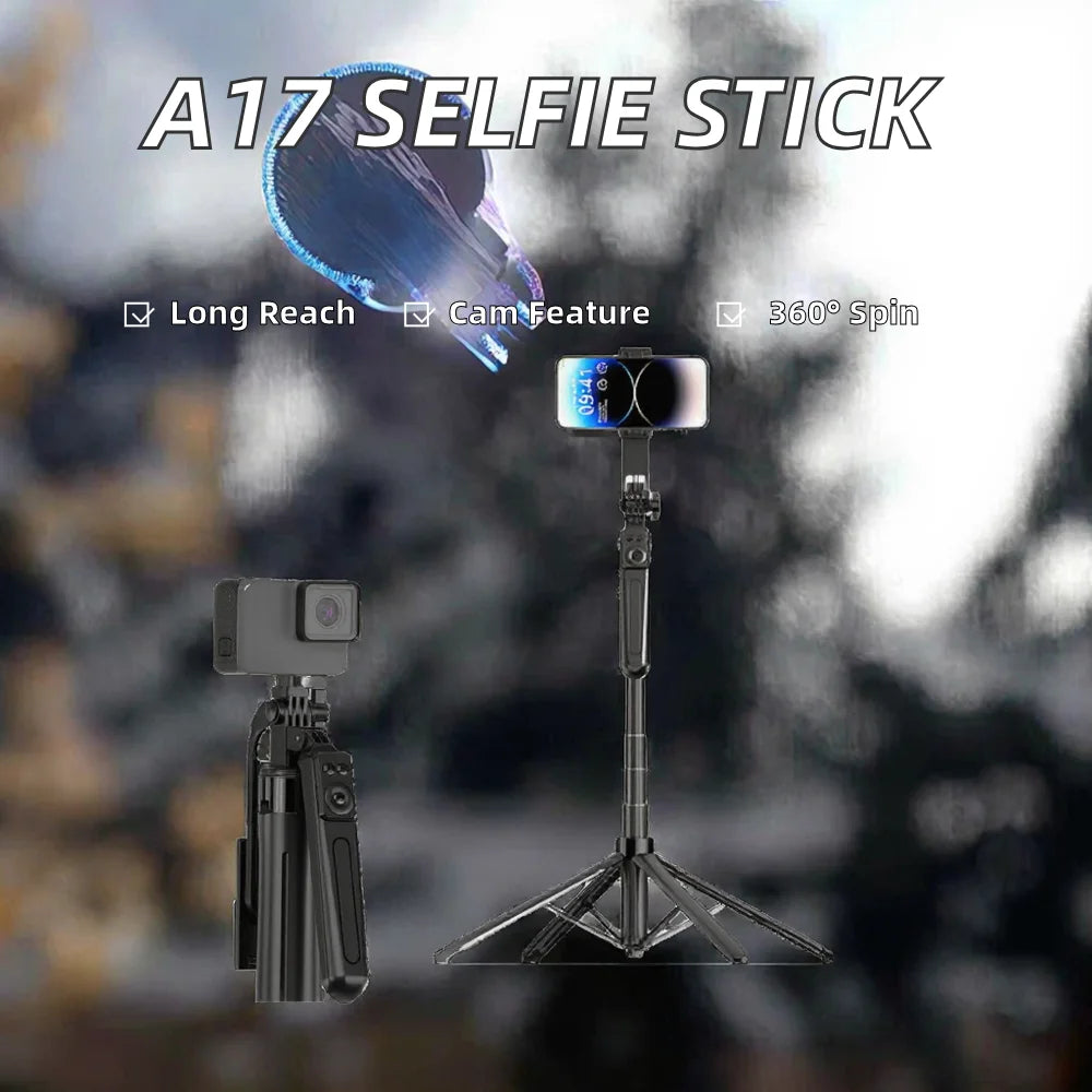 A17 Portable Selfie Stick 360 Degree Rotation Wireless Remote Control Lightweight Stable