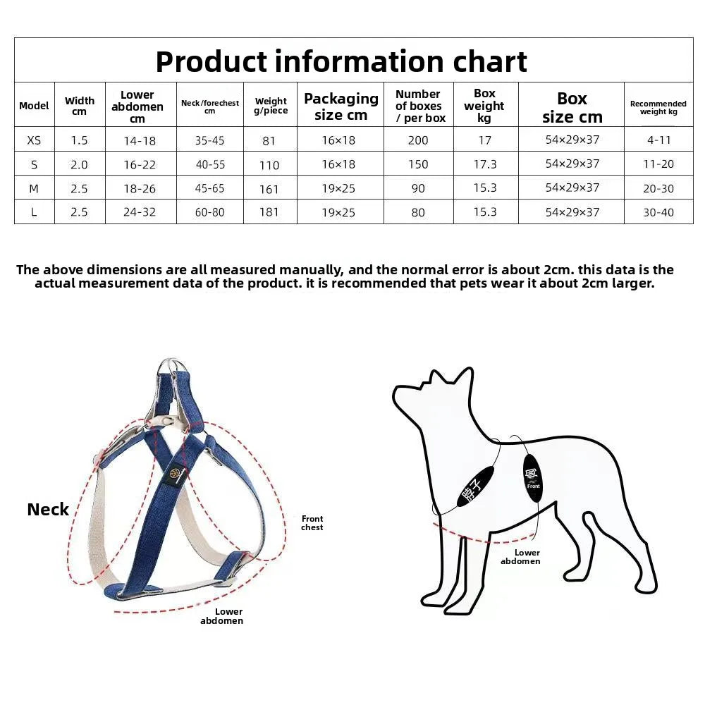 Eco-Friendly Cotton Linen Step-In Vest-Style Dog Harness Adjustable No Pull Soft