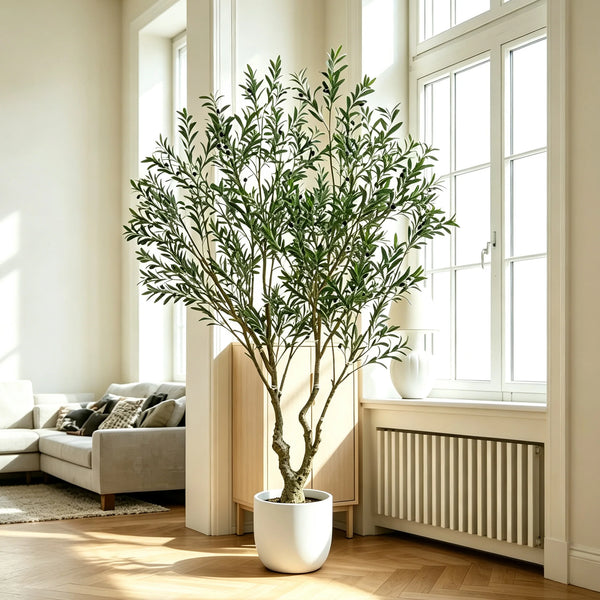 Lifelike Real Touch Artificial Potted Olive Tree Decorative Faux Plant for Indoor Outdoor