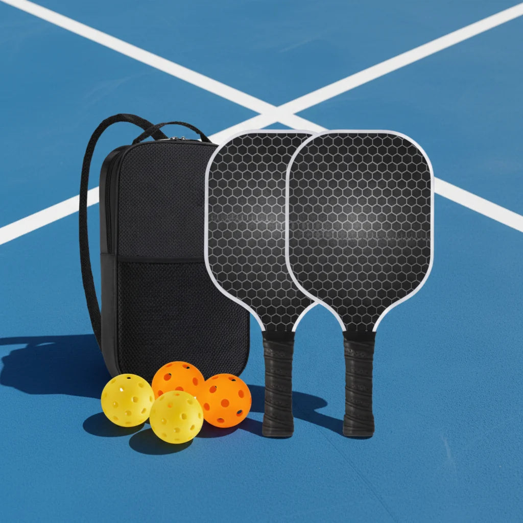 Durable Lightweight Honeycomb Core Carbon Fiber 16mm Portable Pickleball Paddle Sets