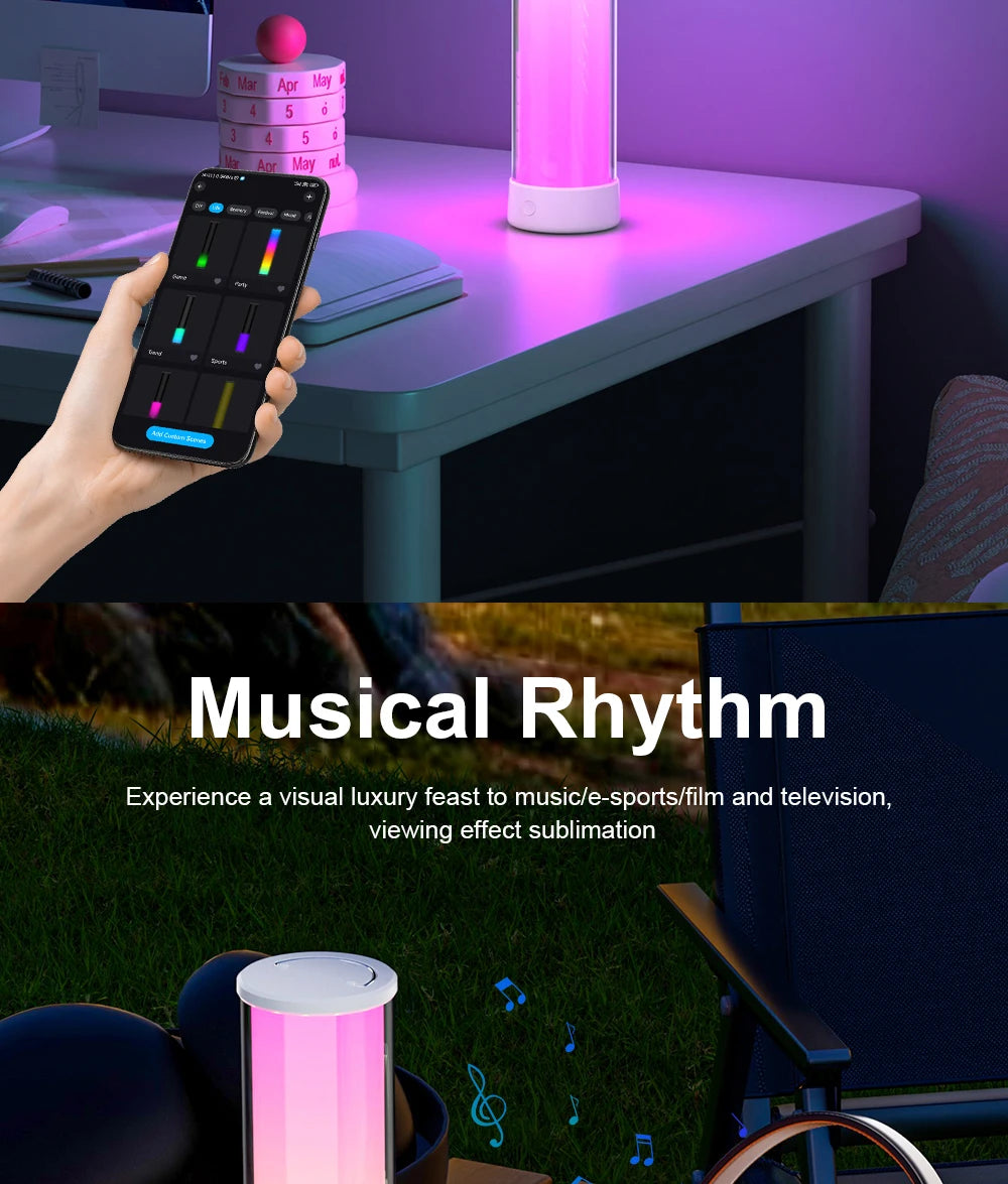 Rechargeable Portable Cordless Mood Dinner RGB LED Table Lamp App Controlled Desk Lamp