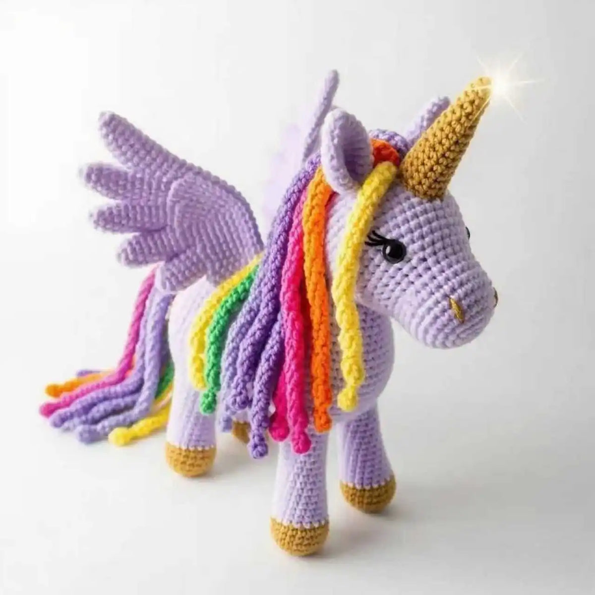 DIY Winged Unicorn Crochet Kit Amigurumi Pegasus Doll Rainbow Mane Yarn Tools Tutorial