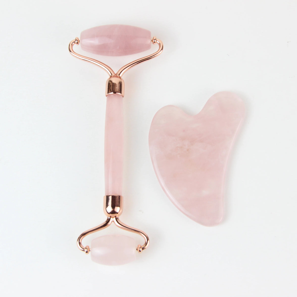 Rose Quartz Pink Jade Roller Gua Sha Back Application Set Face Neck Massager Infrared