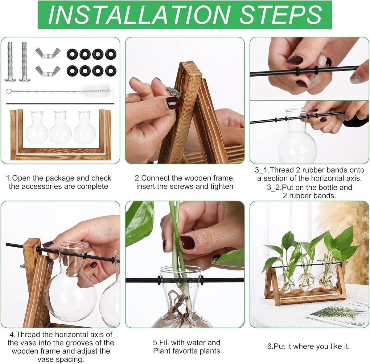 Flower/Green Plant Vietnam Propagation Stations with Pine Wood Stand Eco-Friendly Round