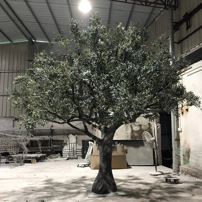 Custom 13Ft High Artificial Olive Tree Made From Fiberglass Wood Trunk With Plastic