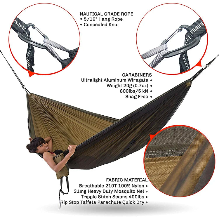 Outdoor Portable Parachute Nylon Camping Hammok/Hamock/Hamak/Hammock with Tree Strap