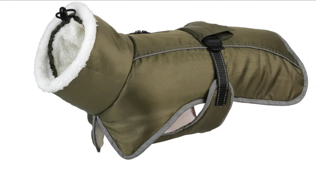Pet Coat Thickened Dog Winter Coat With Sherpa Collar Waterproof Windproof Jacket Wit