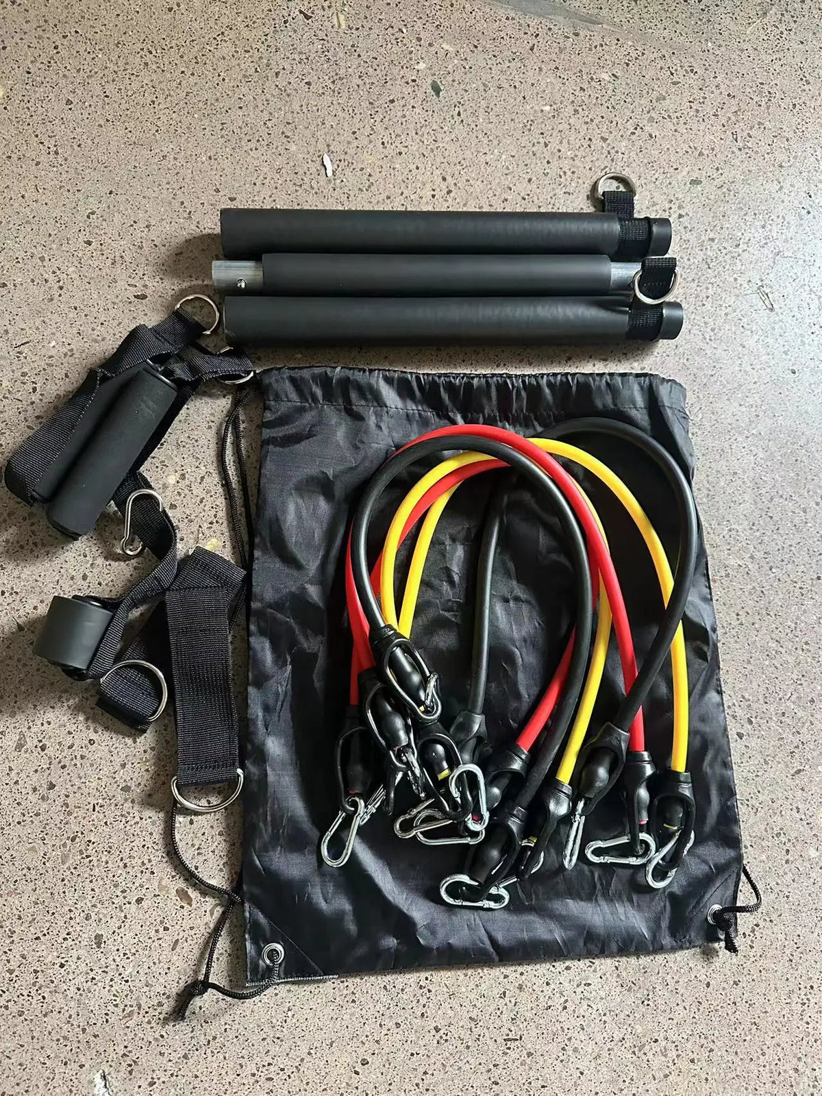 3 Section Yoga Bar Kit Resistance Band Bar Pilates Fitness Bar Stretching Strength