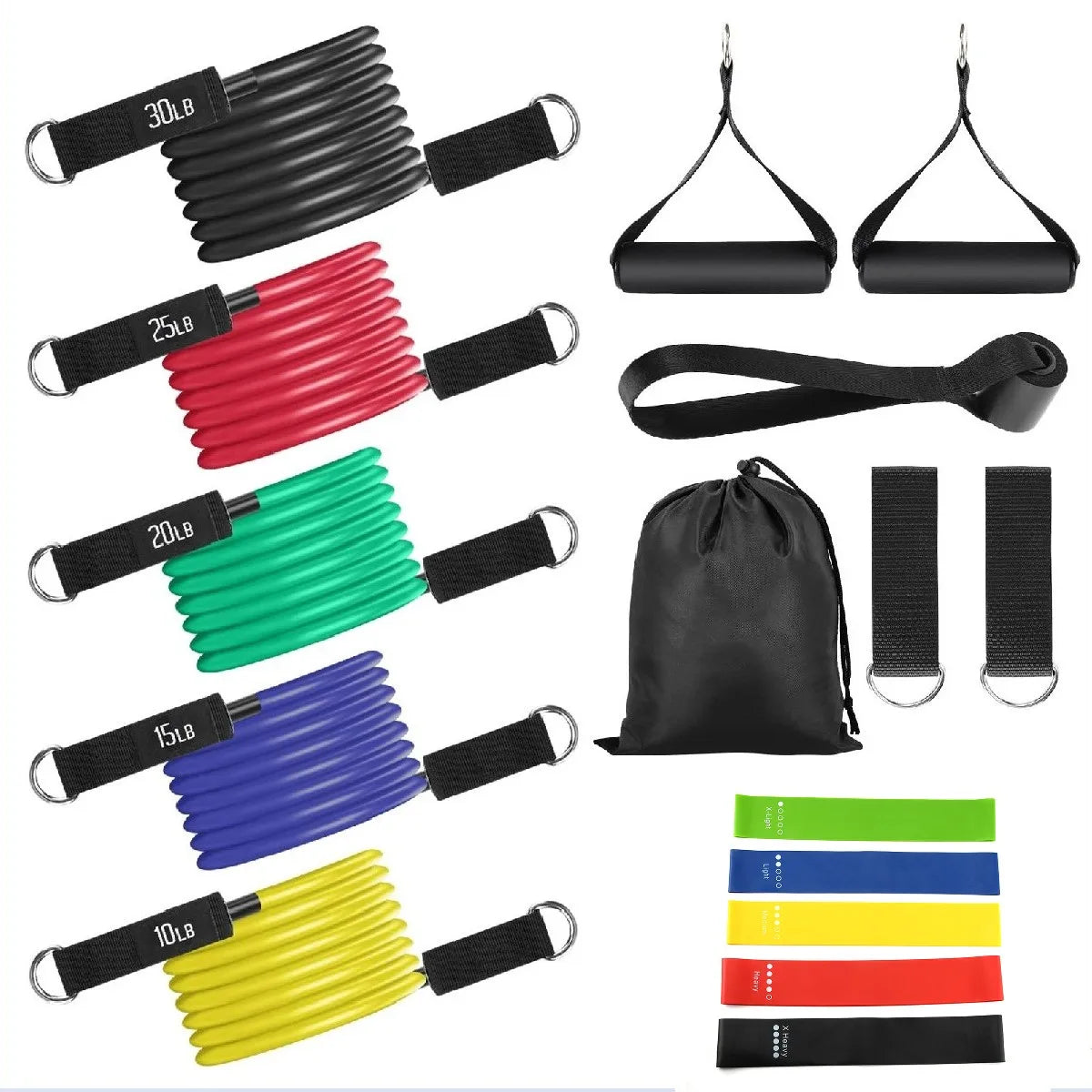 Yongsheng Brand Gym Resistance Bands Loop Set 11pcs TPE Exercise Bands Handles Jump Rope