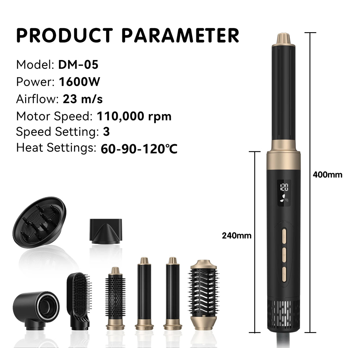 110000 Rpm 8 In 1 Styler Hair Dryer High Speed One Step Hair Dryer Straightener Curly