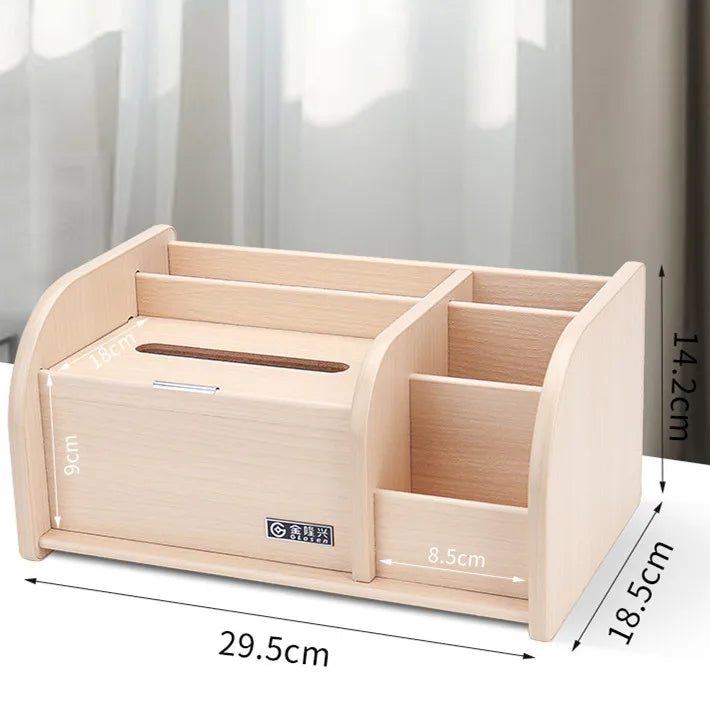 GLosen C2040 Wooden Tissue & Pencil Holder Multi-Function Desk Organizer with