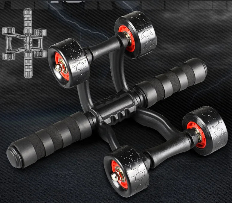 Multi-Function 4 Wheel Abs Roller with Knee Pad Mat Abdominal Wheel Fitness Ab Abdominal