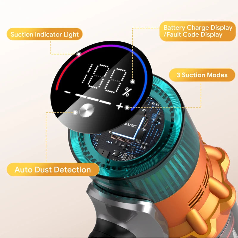 Touch Screen Portable Cordless Vacuum Cleaner 29.6V Cyclone Hand Stick Vacuum Cleaner