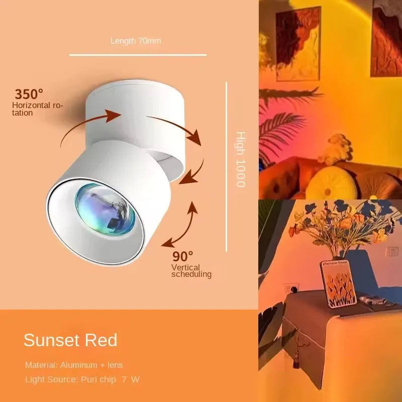 Indoor Bedroom Adjustable 180 Degree Color Projection LED Tube Light Sunset Projection