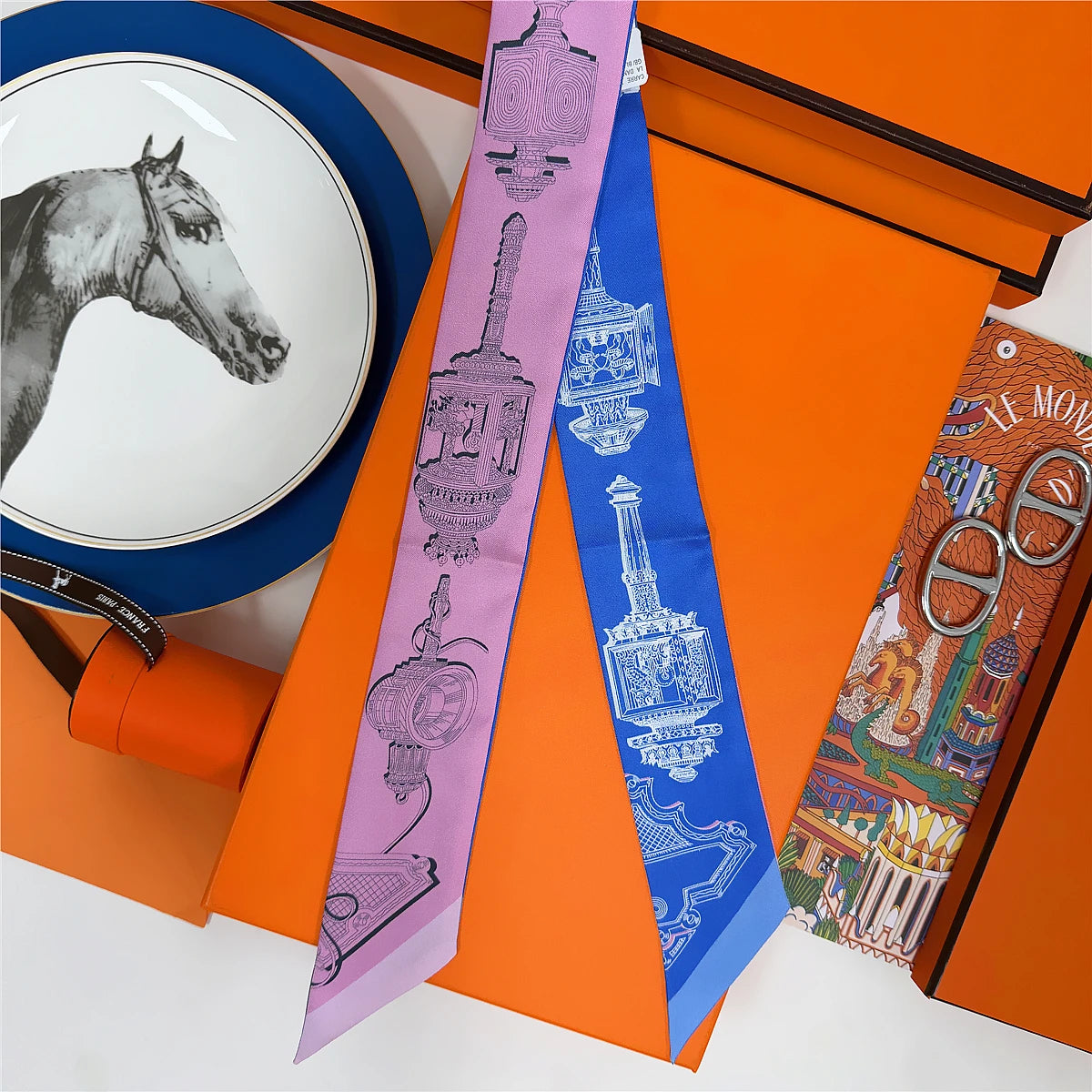 5*86 Cm Neck 100% Silk Scarf Custom Printing Scarves Designer Head Bag Women Stylish