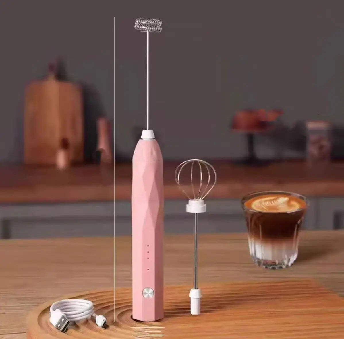 Handheld Electric Plastic Egg Beater Coffee Stirrer Milk Frother USB-Charged For Milk