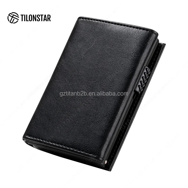 Minimalist Carbon Fiber RFID Metal Wallet Smart Aluminum Wallet Men Mini Card Protector