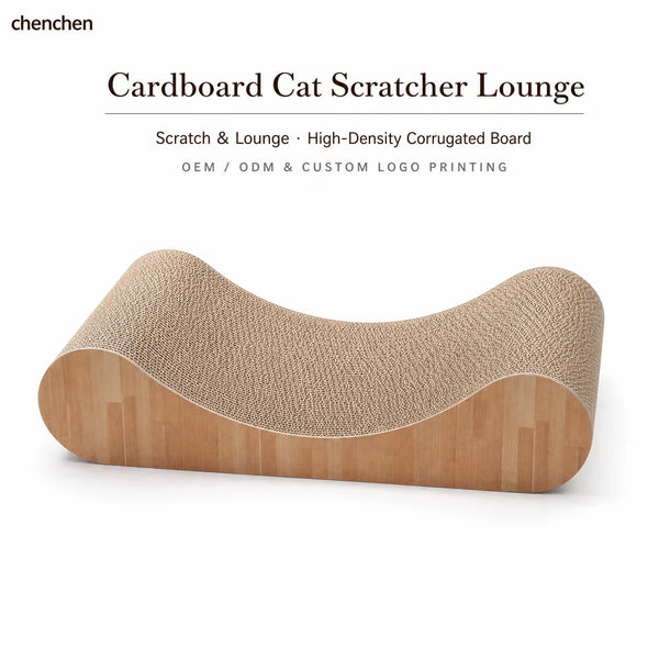 Cardboard Cat Scratcher Lounge Wave Shaped Scratching Board High Density Corrugated