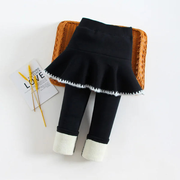 Fleece-Lined Skort Leggings for Girls, 2-in-1 Skirt and Winter Leggings