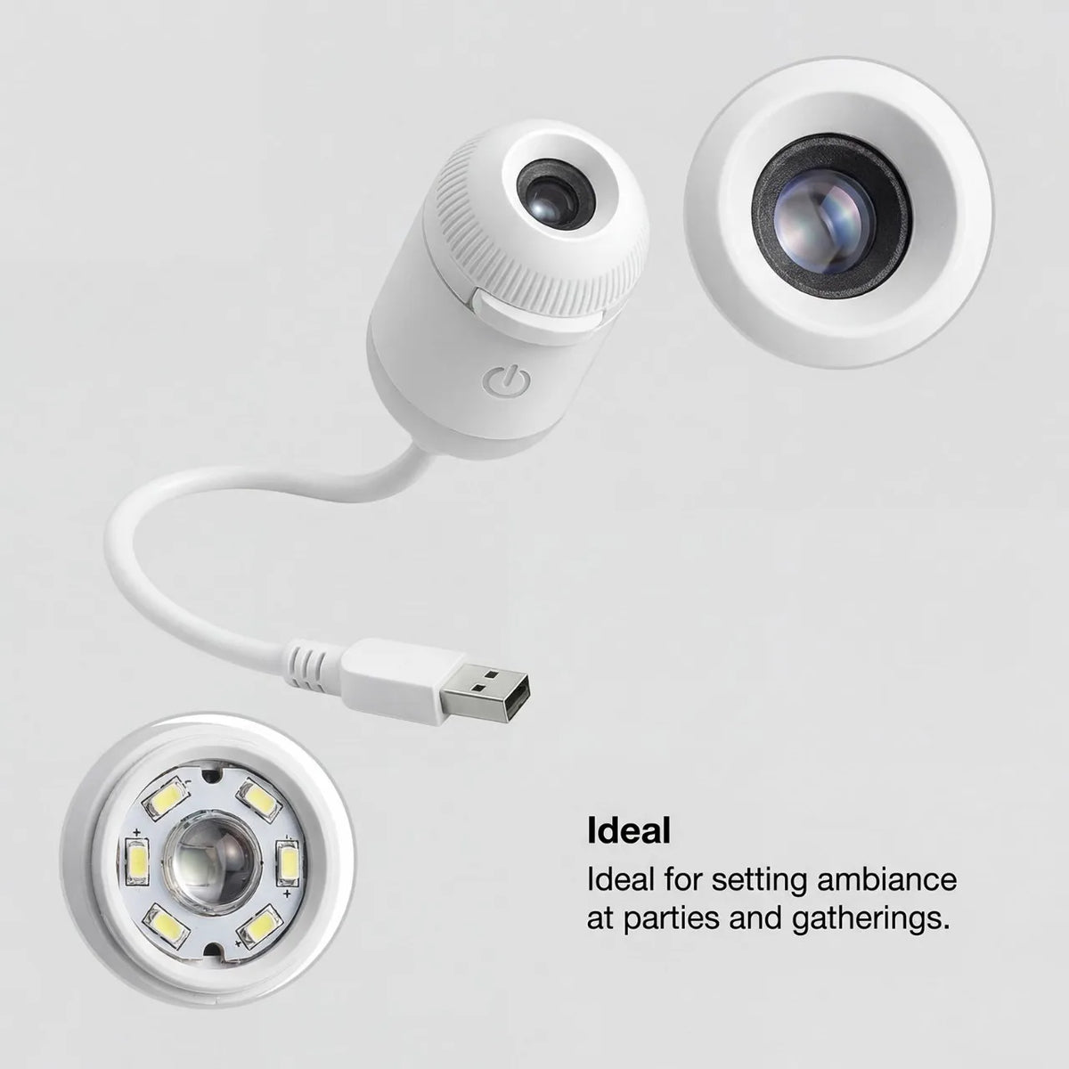 Projector Projection Night Light With RGB Starry Sky Feature USB Powered LED Warm White