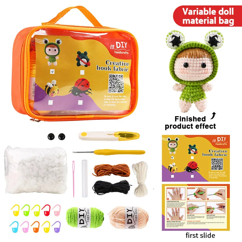 Animal Crochet Kit for Beginners DIY Amigurumi Starter Kit with Yarn Hook