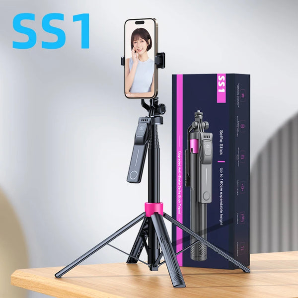 1.7M Aluminum Alloy Foldable Mini Tripod with Telescopic Selfie Stick for Camera