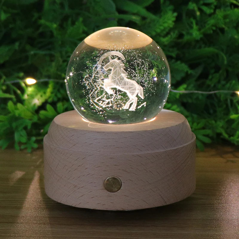 Creative Electronic Gift Lamp Decoration 3D Crystal Ball Night Light With Rotating Music