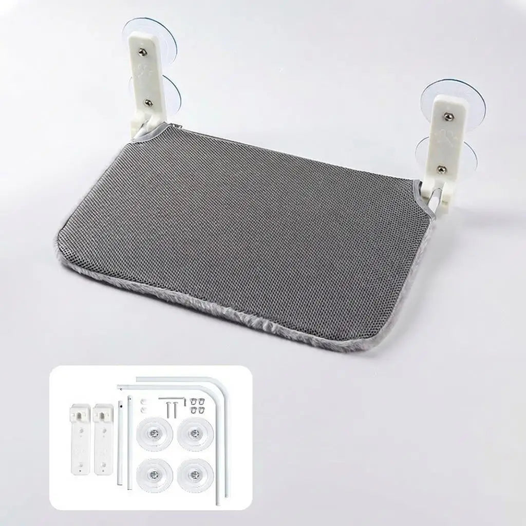 Luxury Square Winter Cat Window Perch Bed with Suction Cups Plush Hammock for Comfortable