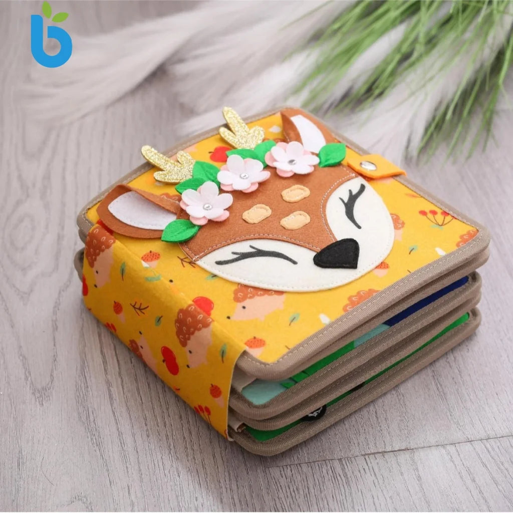Travel Montessori Educational Felt Busy Board Sensory Toy Washable Cloth for Children 2-3