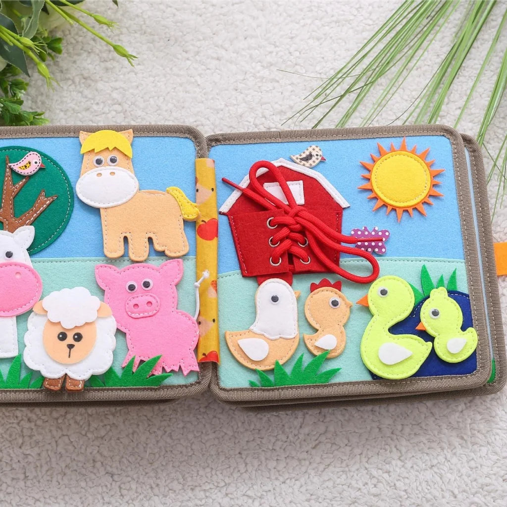 Travel Montessori Educational Felt Busy Board Sensory Toy Washable Cloth for Children 2-3