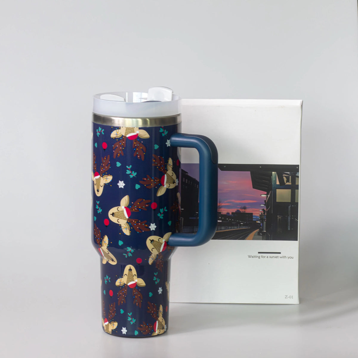 Christmas Gift 40Oz Insulated Stainless Steel Travel Tumbler with Handle And For Straw