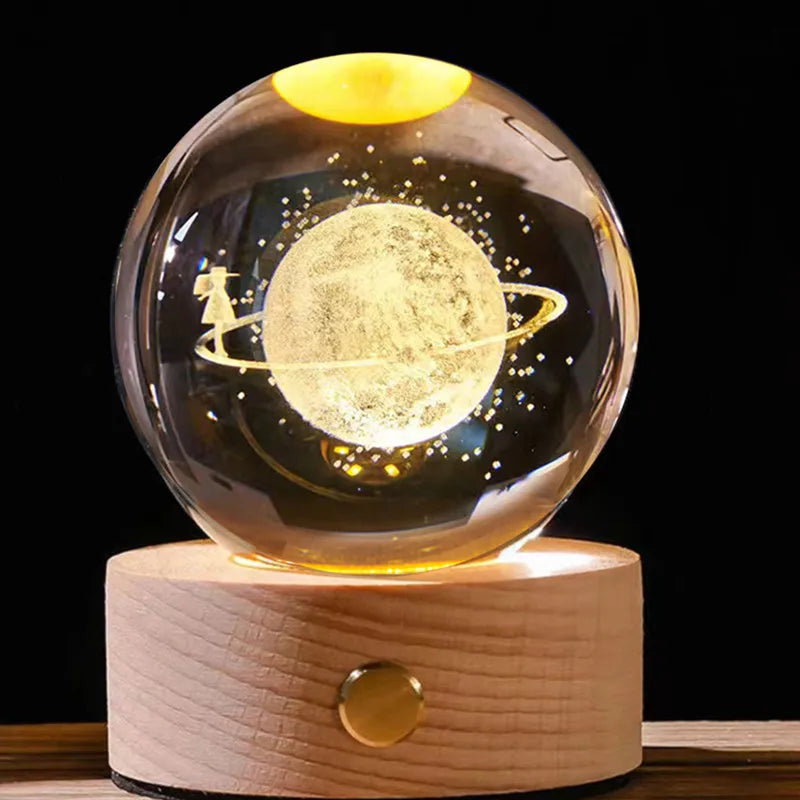Luminous Crystal Ball Star Touch Rechargeable Nightlight Ornaments Birthday Gift Girls