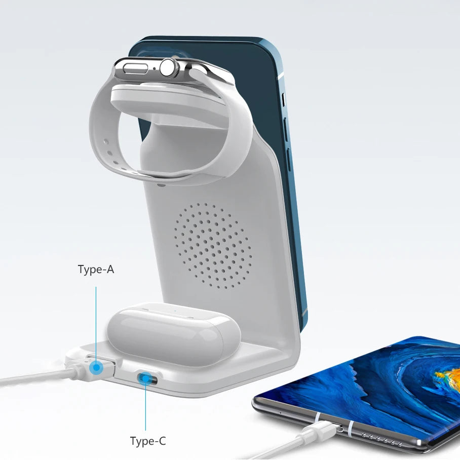 3 in 1 Wireless Charging Station Desktop Wireless Charger Stand 15W Wireless Charger