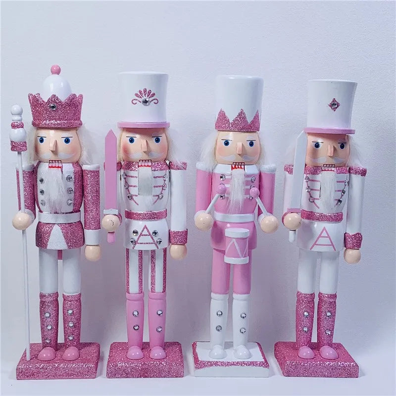 New Medium-Sized Pink Series 30cm Nutcracker Figurines, Christmas and New Year Ornaments