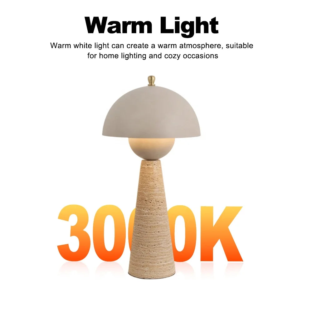 Bedroom Decorative Nordic Bedside Modern Led Metal Luxury Mushroom Stone Marble Table Lamp