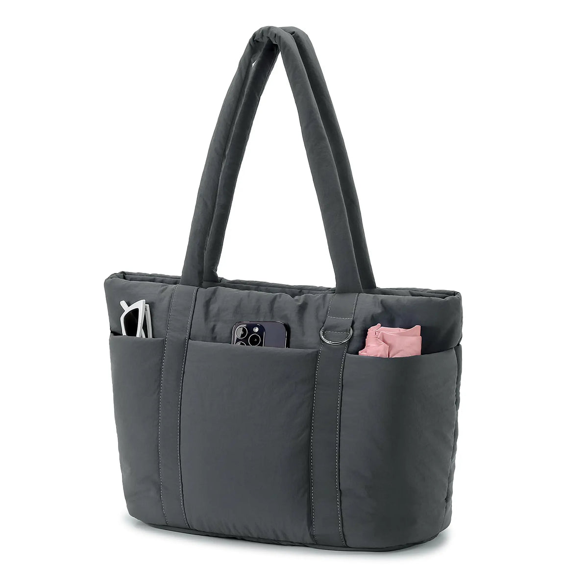Multi Pocket Tote Bag For Women Large Puffy Shoulder Purse Handbag With Laptop