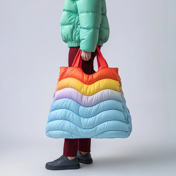 Unique Design Beautiful Colors Large Capacity Puffy Tote Bag Recycled Nylon Fabric Puffer