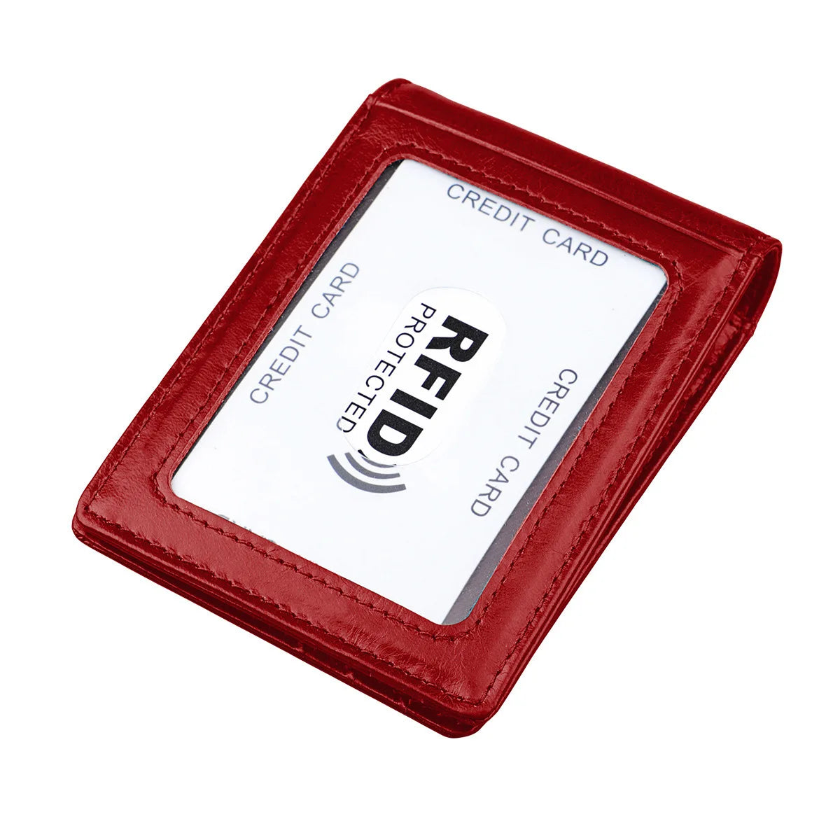 Men'S RFID Blocking Black Genuine Cowhide Leather Slim Wallet Vintage Retro ID Photo Card