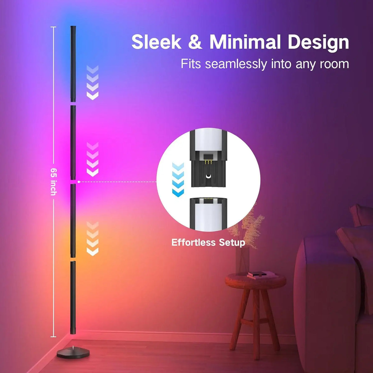 LED Corner Floor Light RGBIC 16 Million WiFi APP Remote Control Music Sync Aluminum Alloy
