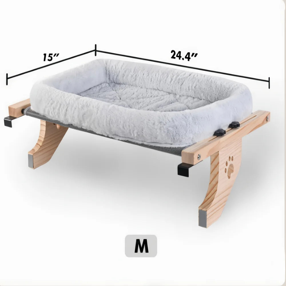 Cat Sill Window Perch Sturdy Hammock Wood Metal Frame Easy Adjust Window Seat Cushion