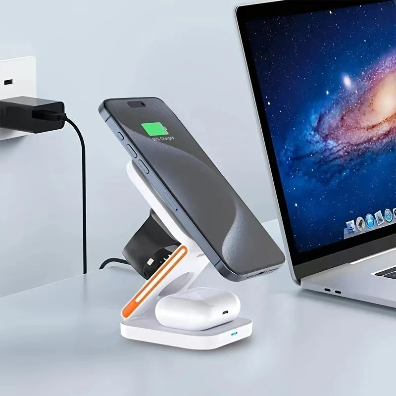 Fast Wireless Charger, Magnetic Foldable 3 in 1 Charging Station for IPhone, 5W Portable
