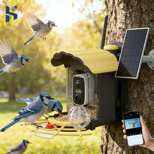 Outdoor Waterproof Solar Bird Feeder with Camera WiFi Smart APP Remote Video Suitable